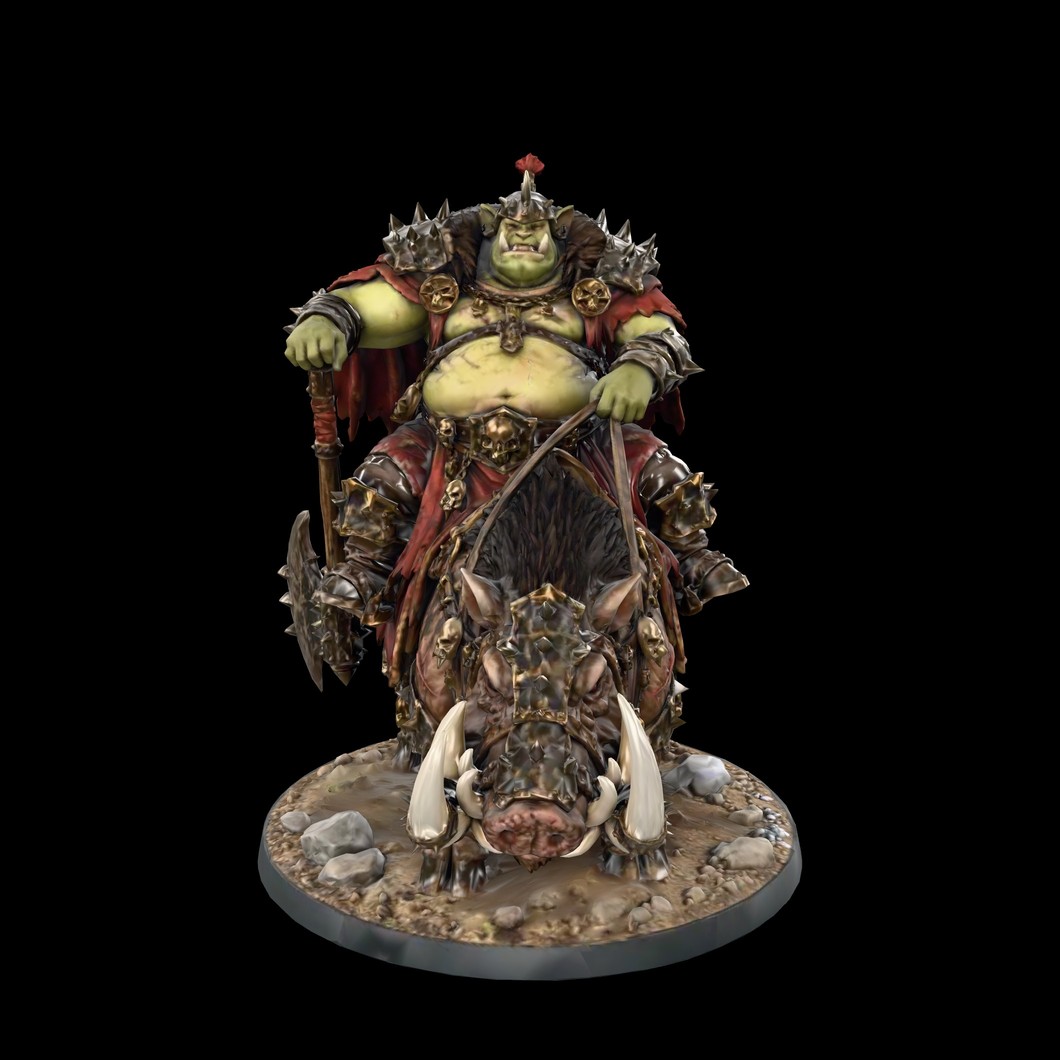 Coloured digital render of the Ork Warlord STL